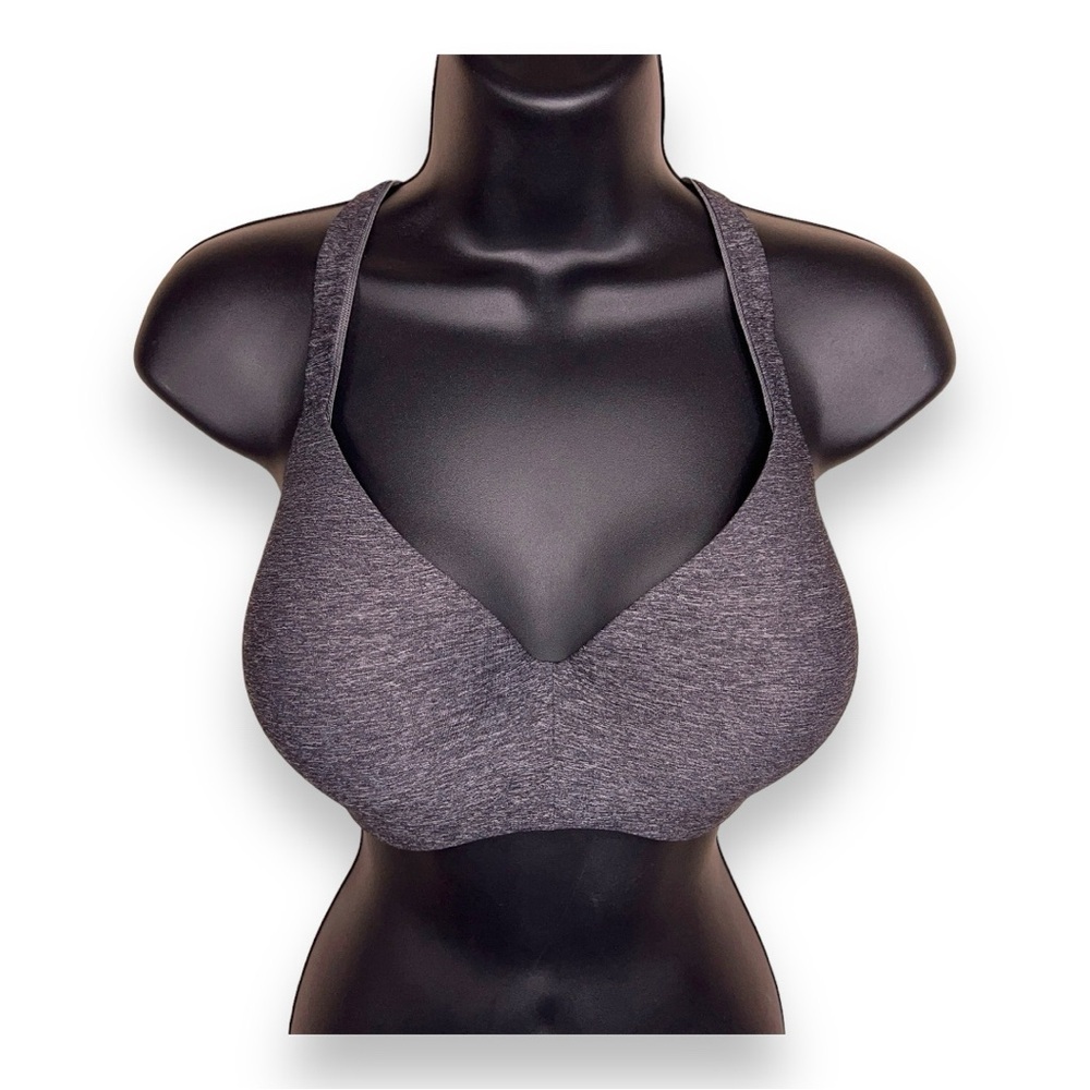 36D HANES DARK GREY BRA LINED WIREFREE WIRELESS RACERBACK STYLE ATHLETIC  ACTIVE
